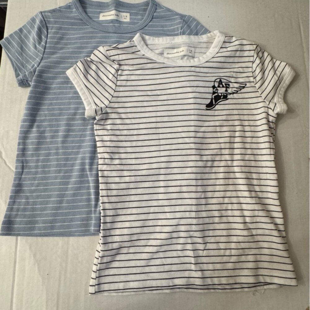 Abercrombie Kids Youth Girls 2-Pack Striped Short Sleeve T-Shirts Size 7/8